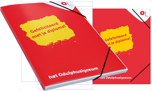 Elasto diploma cassette van het Odulphus in Tilburg in 2 kleuren zeefdruk bedrukt.