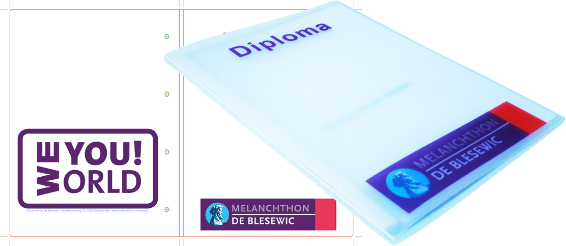 Diplomamap hechtmap voor De Blesewic in Bleiswyk full colour digitaal bedrukt