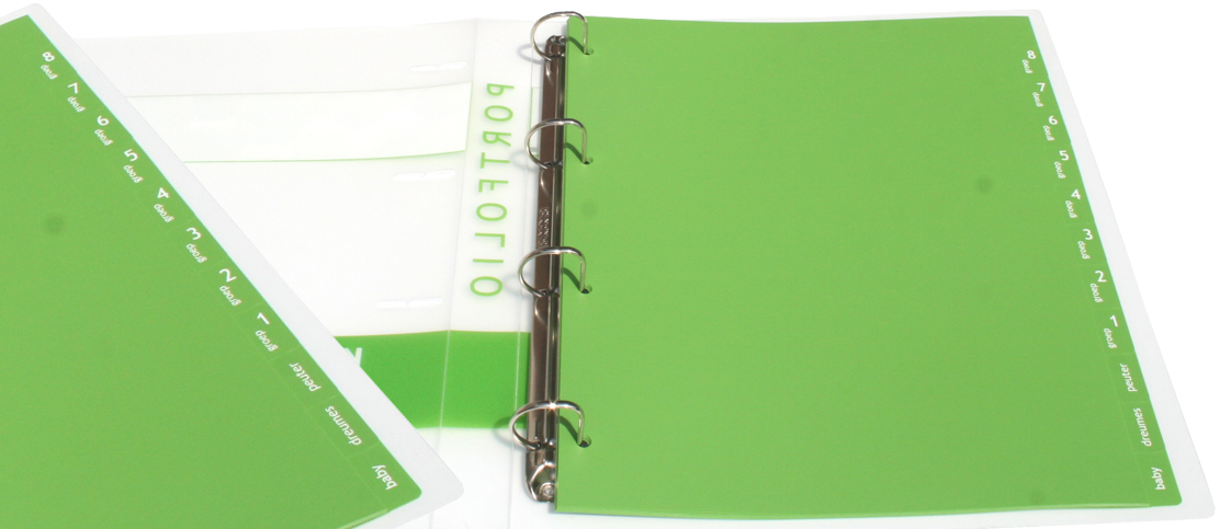 12-delige tabbladen groen, tekst wit