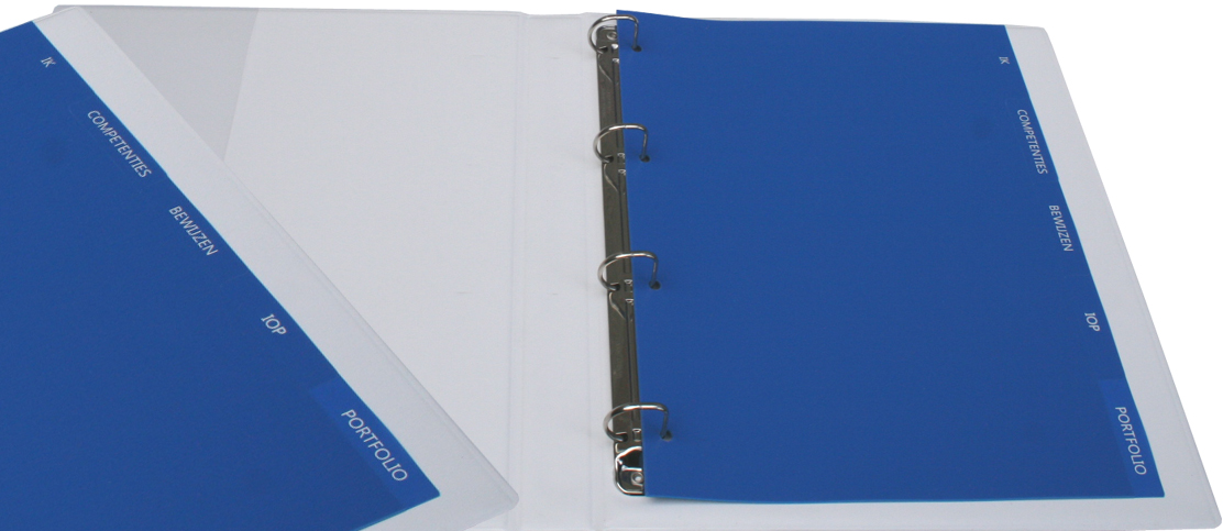 5-delige tabbladen blauw, tekst wit