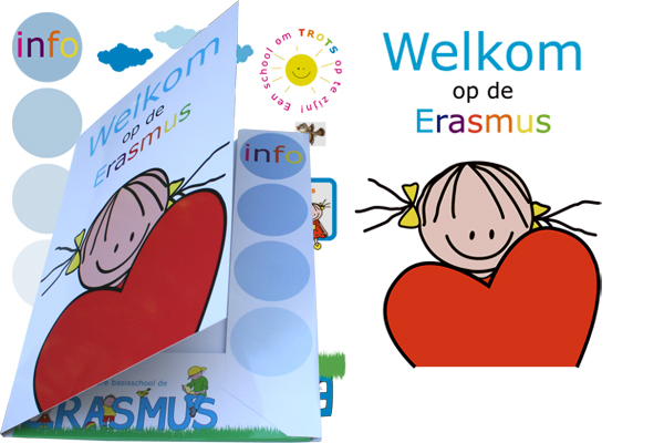 kartonnen brochuremap van de Openbare basisschool de Erasmus in Haarlem 