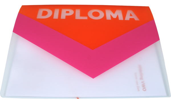 Diploma map in zeefdruk bedrukt voor het dw Goudse Waarden, Gouda