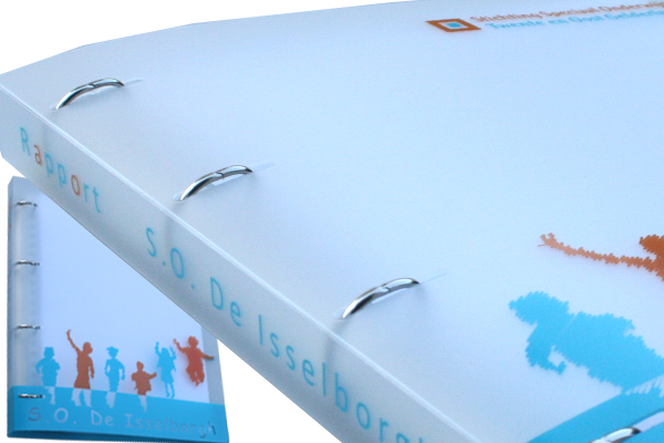 Mooie speciale kleuren uit het logo van S.O. De Isselborgh uit Doetinchem voor bedrukking met zeefdruk van nieuwe schoolmap.