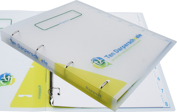 Rapport ringbandmap, digitaal full colour bedrukt, voor OBS Ten Darperschoele in Wapse.