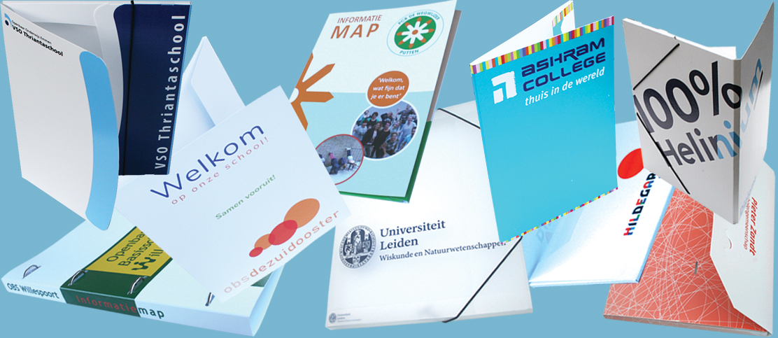 Elasto Docu Cases, ringbandmappen en kartonnen brochure mappen voor Open Dagen, en Inloopdagen.